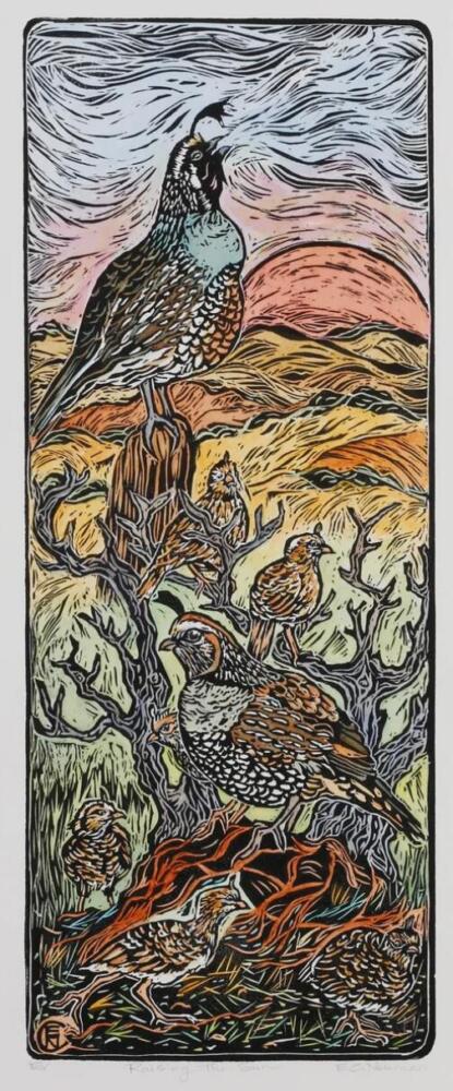 “Raising the Sun” Hand-carved Print